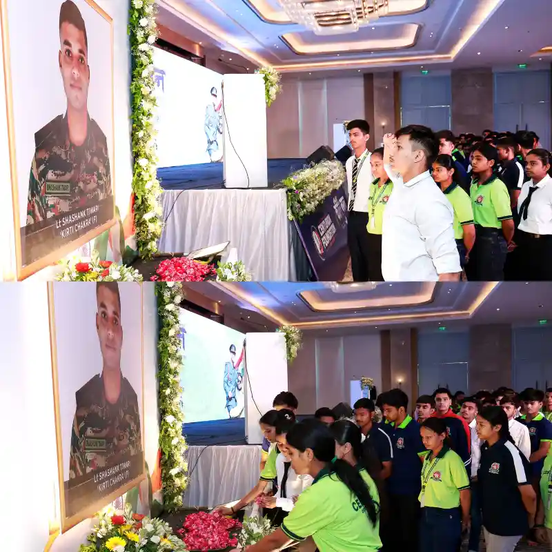 Students paid heartfelt tribute to Kirti Chakra hero Lt. Shashank Tiwari (Posthumous), expressing deep respect and gratitude for his courage, sacrifice, and unwavering dedication to the nation.